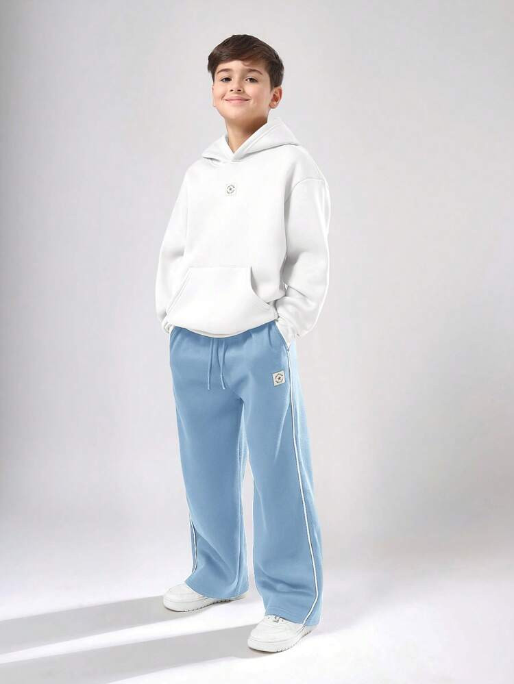 SUMWON Tween Pullover Hoodie And Sweatpants Coordinated Set With Emblem Logo Casual Wear Vacation | SHEIN