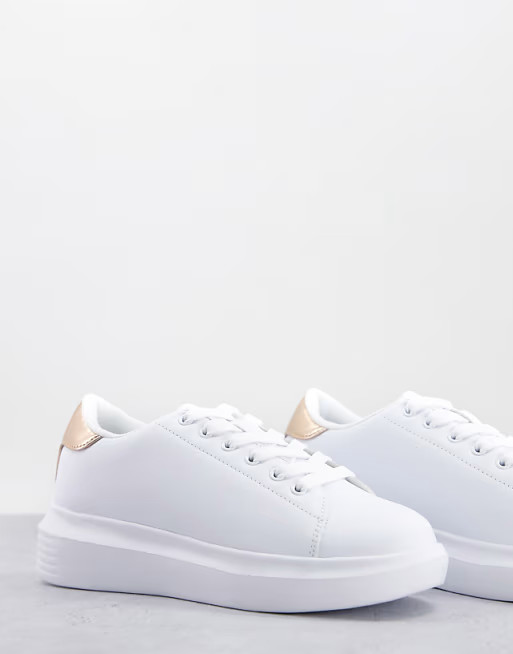 Truffle Collection trainers in white with rose gold tab | ASOS (Global)