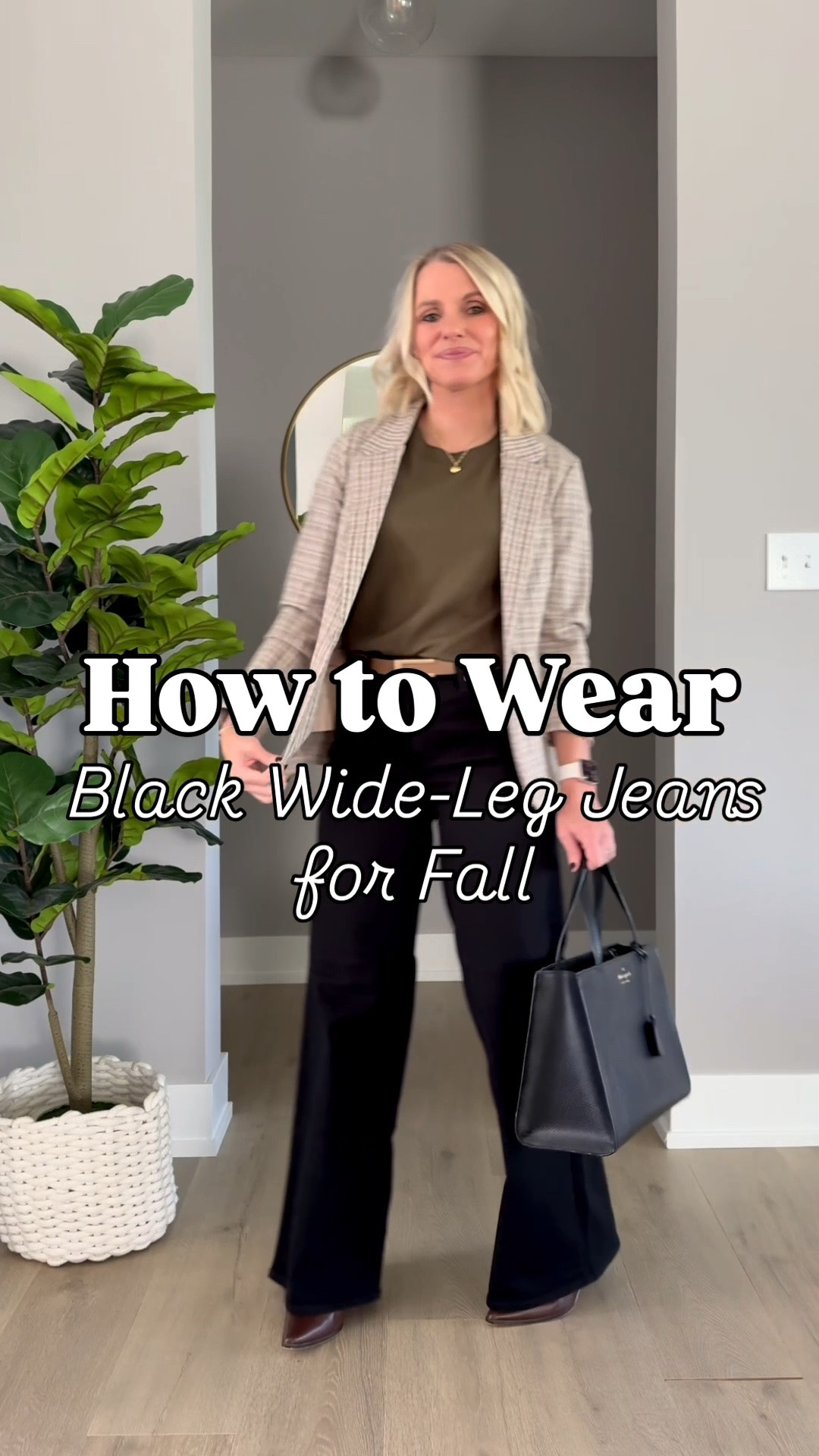 How to wear black wide leg jeans for fall! More outfit details can be found on my blog! thriftywifehappylife.com

#LTKOver40 #LTKPetite #LTKSeasonal
