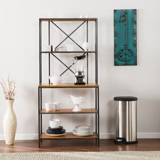 Carbon Loft Goode Black and Honey Pine Bakers Rack | Bed Bath & Beyond