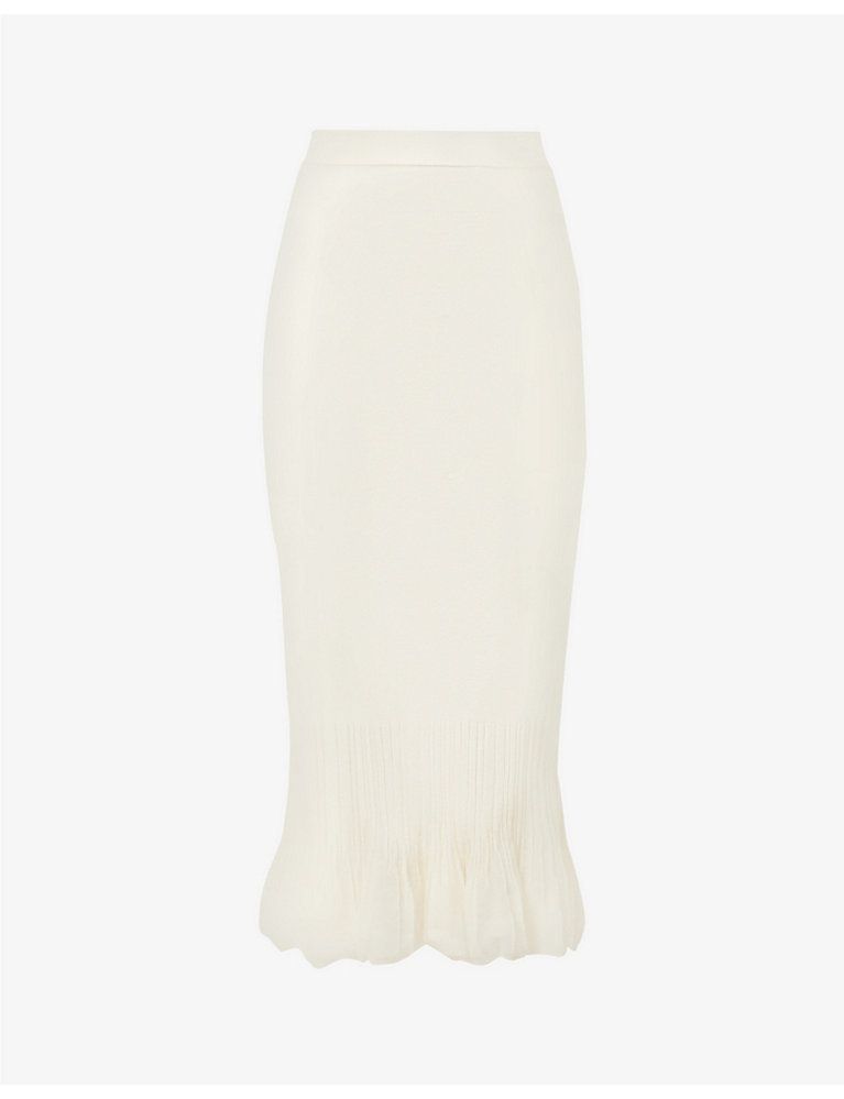 Slim-fit flared-hem cotton-blend knitted midi skirt | Selfridges