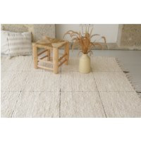 Large Handwoven Cream Rug 6.5x10 Feet Area Rug, Living Room Boho Thick Soft Unique Design Portuguese | Etsy (US)