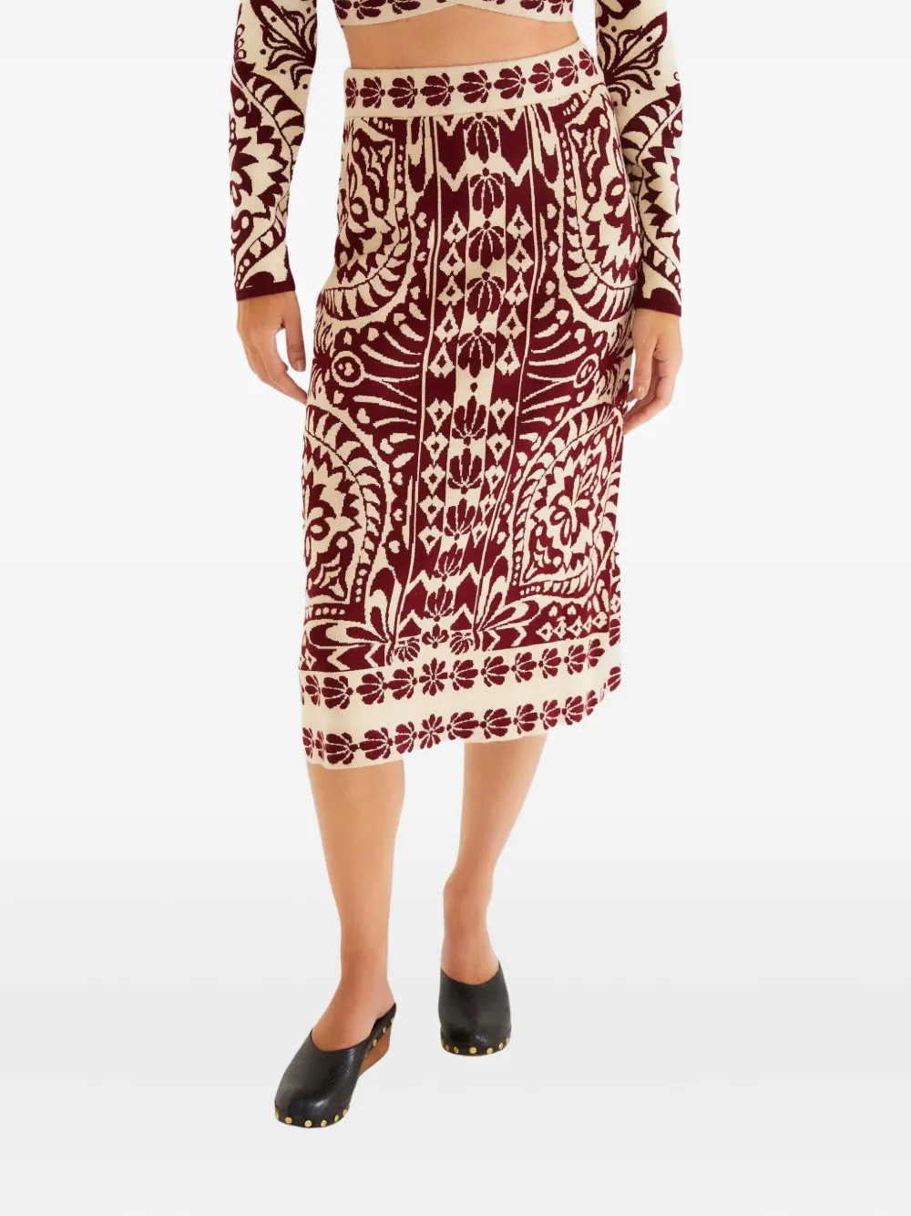 FARM Rio patterned skirt - Red | Farfetch Global