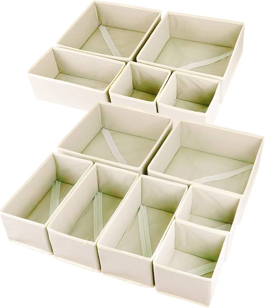 12 Pack Drawer Organizers, Drawer Dividers Storage Bins, Foldable Drawer Organizers for Clothing,... | Amazon (US)