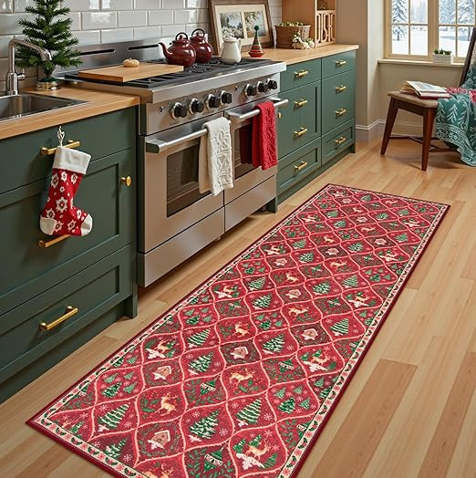 Lahome Christmas Kitchen Runner Rug, 2x6 Hallway Runner Rug Christmas Washable Non Slip Runner Ru... | Amazon (US)