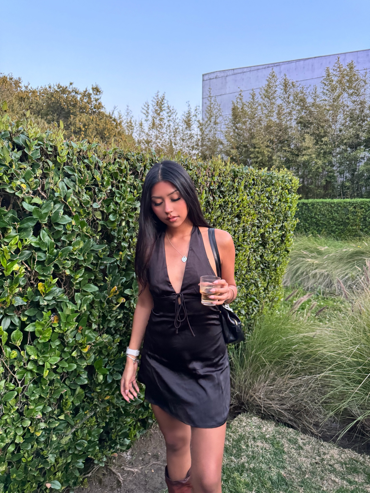 lanier mini dress black Black Contrast Square Neck Skater Mini Dress