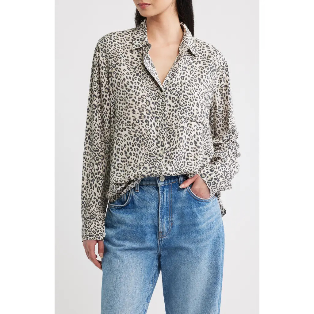 Rails Josephine Leopard Print Button-Up Shirt in Ecru Cheetah at Nordstrom, Size Small | Nordstrom