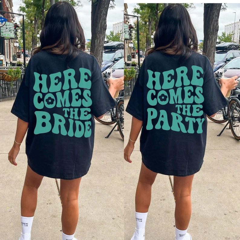 Here Comes The Bride And Here Comes The Party Retro Bachelorette Party Shirts Groovy Bachelorette... | Etsy (US)