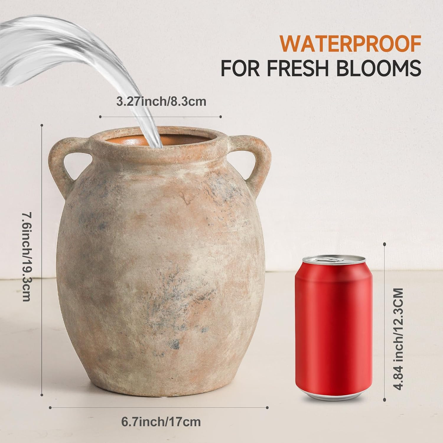 Ceramic Flower Vase 7.6 inch Farmhouse Rustic Vase Decorative Pottery Terracotta Vases for Home D... | Amazon (US)