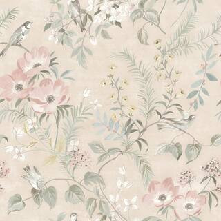 Chesapeake Frederique Blush Bloom Pre-pasted Paper Wallpaper 4072-70003 - The Home Depot | The Home Depot