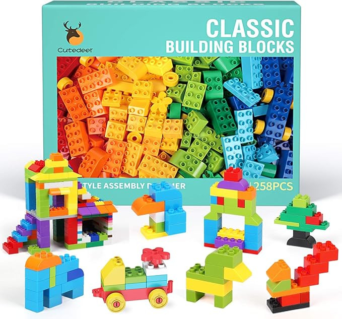 Cutedeer 258 Piece Classic Big Building Blocks Set for Kids Toddlers Compatible with All Major Br... | Amazon (US)