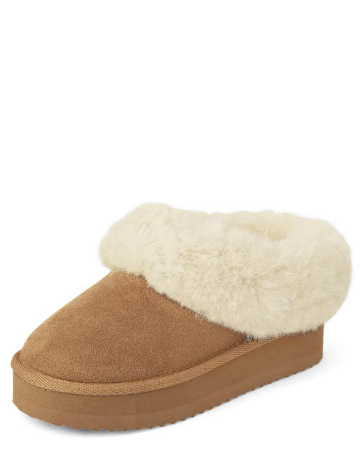 Girls Platform Teddy Slip Ons - tan | The Children's Place