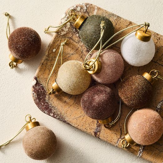 Flocked Ball Ornaments (Set of 25) - Cool Tones | West Elm (US)