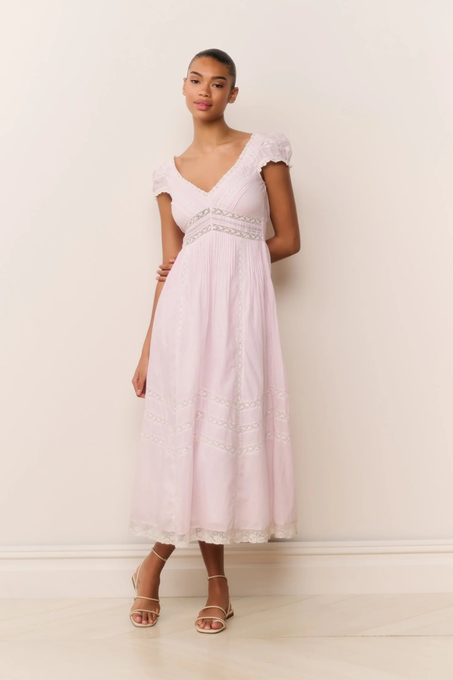 Suvi Pink Cotton Midi Dress | LoveShackFancy