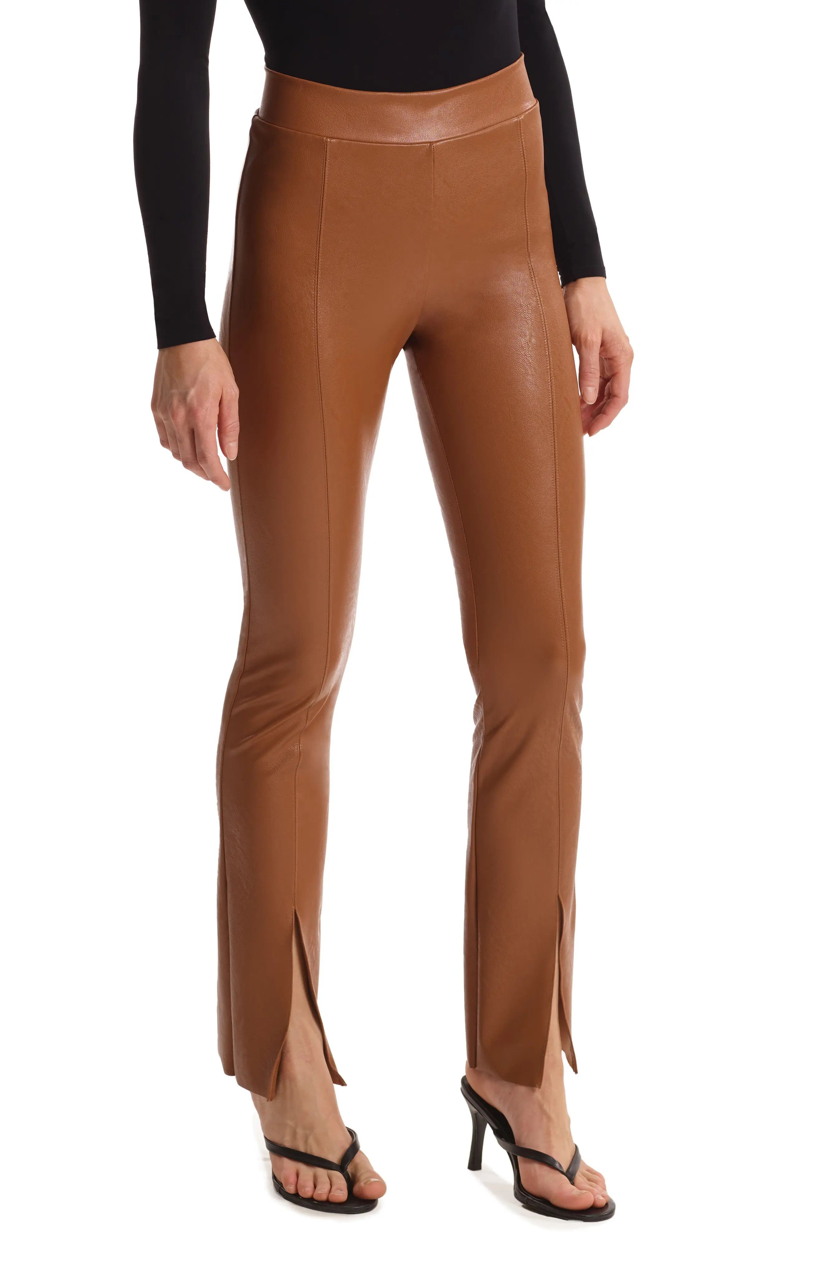 Commando Split Hem Faux Leather Pull-On Pants in Cocoa at Nordstrom, Size Large | Nordstrom
