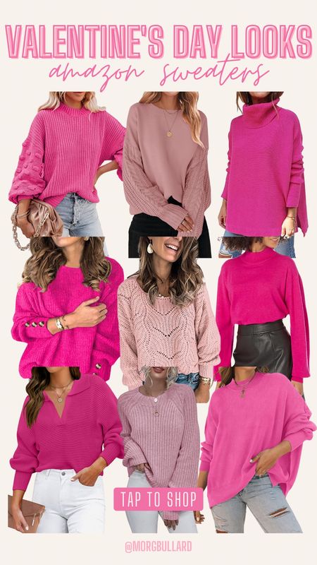 Valentines Day Looks | Valentines Day Outfits | Pink Sweaters | Hot Pink Sweaters | Light Pink Sweaters 

#LTKunder100 #LTKunder50 #LTKSeasonal