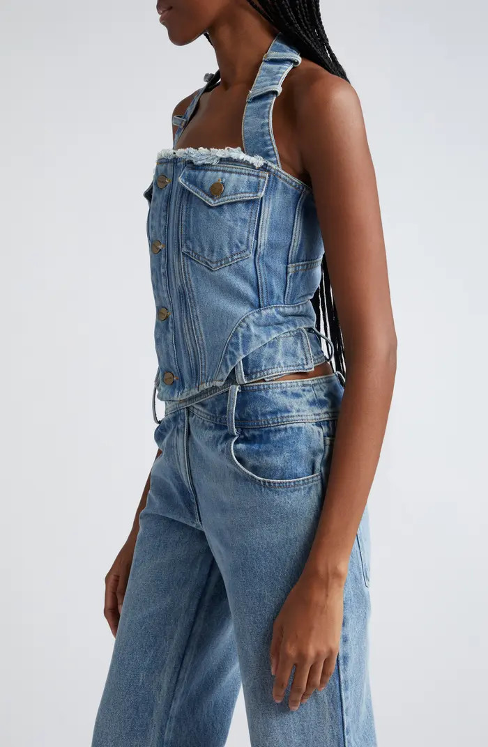 Deconstructed Halter Denim Bustier Top | Nordstrom