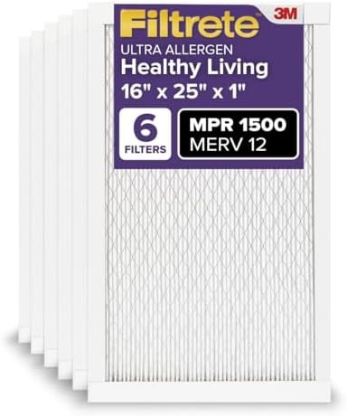 Filtrete 16x25x1 AC Furnace Air Filter, MERV 12, MPR 1500, CERTIFIED asthma & allergy friendly, 3... | Amazon (US)