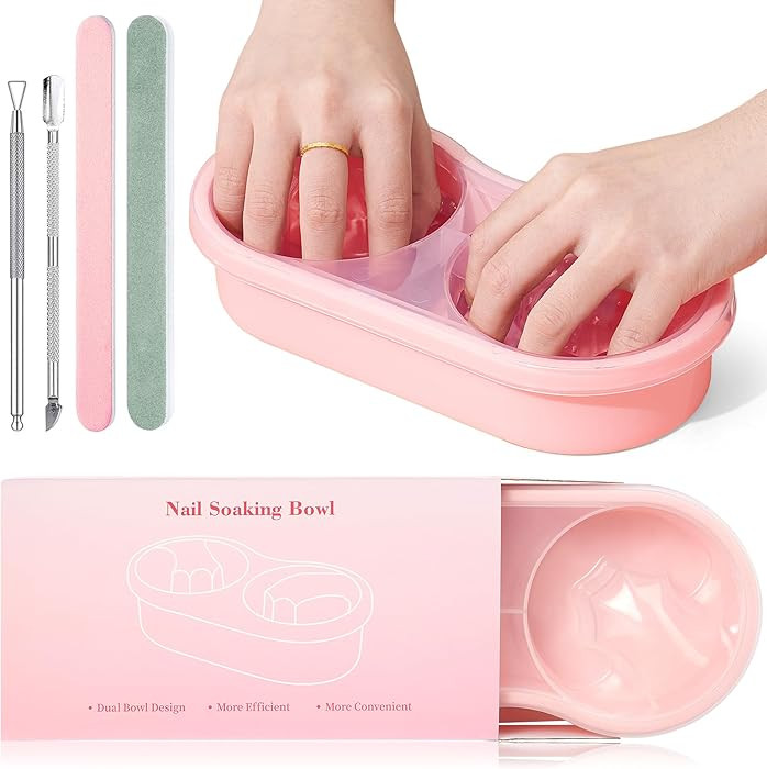 Quaferen Dual Nail Soaking Bowl: 2-in-1 Nail Polish Remover Manicure Bowl Acetone Proof for Women... | Amazon (US)