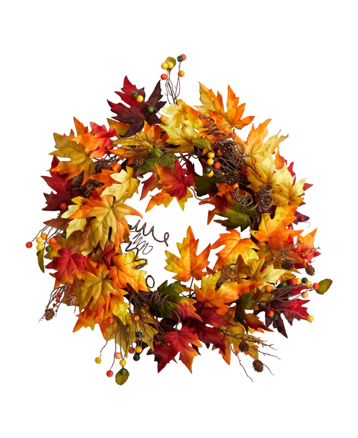 24" Autumn Maple Leaf and Berries Artificial Fall Wreath with Twig Base | Macys (US)