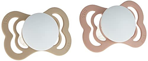 BIBS Supreme Baby Pacifier 2-Pack | Made in Denmark | BPA Free Dummy Soother, Symmetrical Nipple. Silicone, Size 1 (0-6 Months), Blush Glow/Vanilla Glow | Amazon (US)