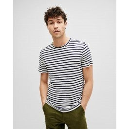 Breton Stripe Tee in White/Navy | 7 For All Mankind