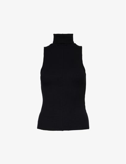 Womens Black Mock-neck Sleeveless Stretch-modal top M | Selfridges