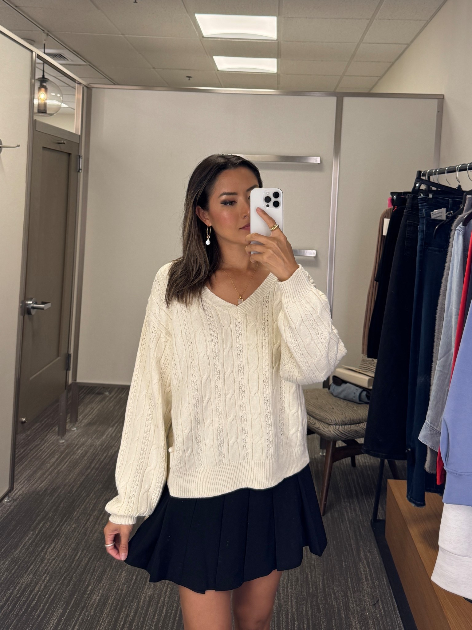 Cozy cable knit v neck sweater with bow in the back #nsale! Wearing size small, XS in the skort

#LTKFindsUnder100 #LTKSeasonal #LTKSaleAlert