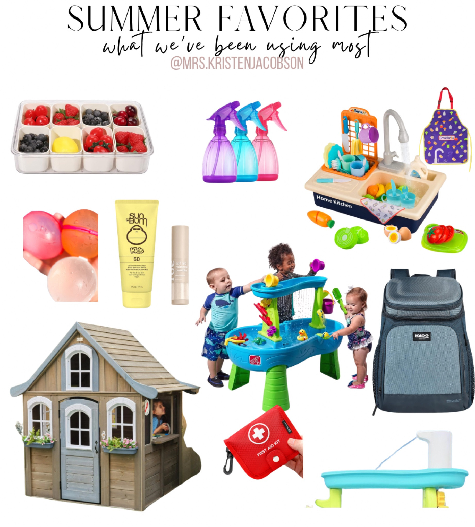 Summer favorites, summer toys, kids summer toys, kids toys, kid gift guide, summer gift guide, first aid kit, cooler backpack, snack tray, snackle box, water table, kids playhouse, kids sunscreen, reusable water balloons 

#summertoys #watertable #kidsplayhouse #summergiftguide #kidsgiftguide 

#LTKKids #LTKSeasonal #LTKFamily