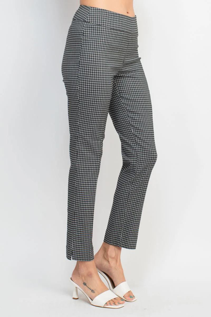 Banded Mid Waist Slim Leg Multi Print Millennium Pant M | Casual Chic Boutique