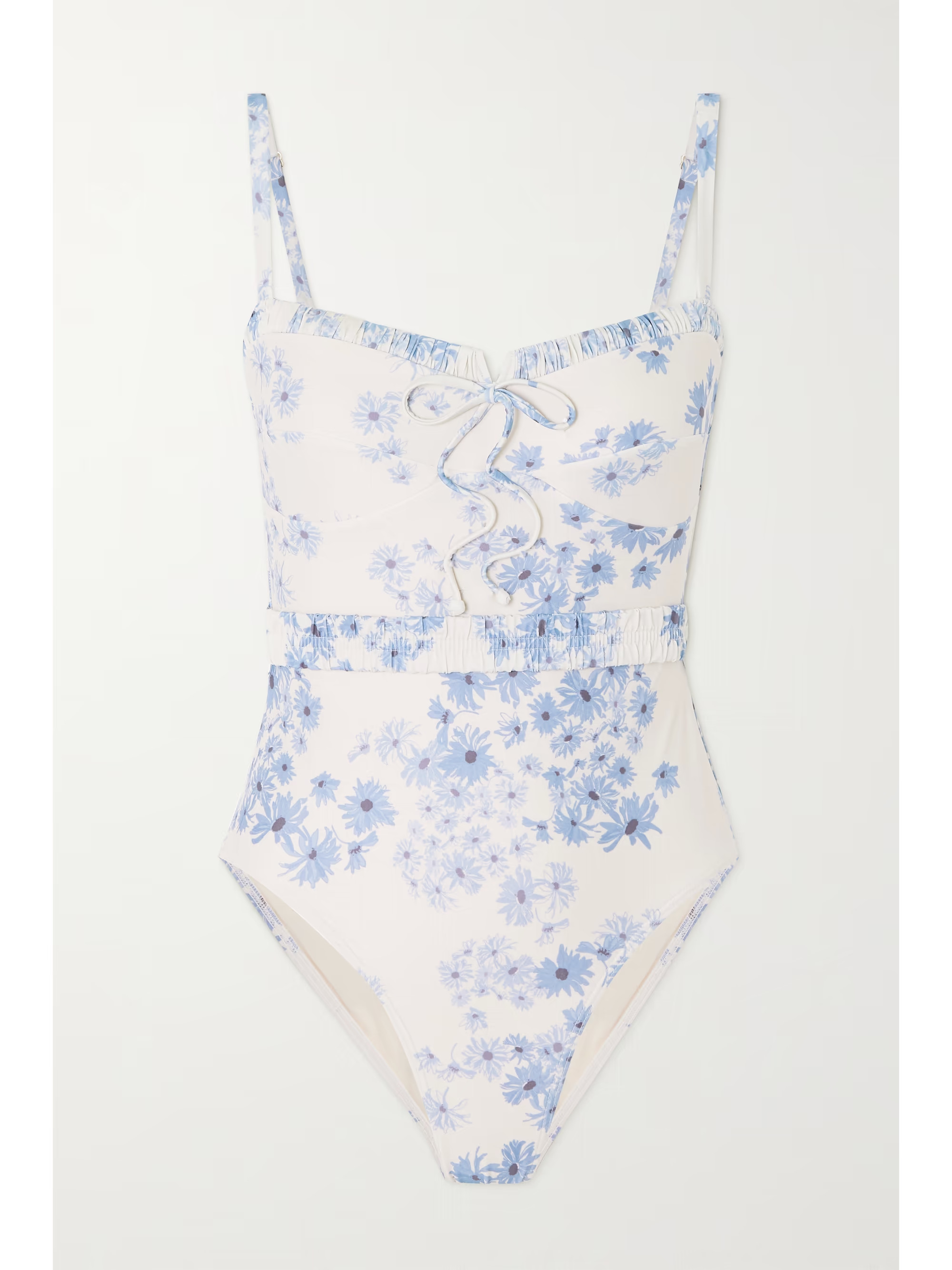 + NET SUSTAIN Vacation belted floral-print recycled swimsuit | NET-A-PORTER (US)