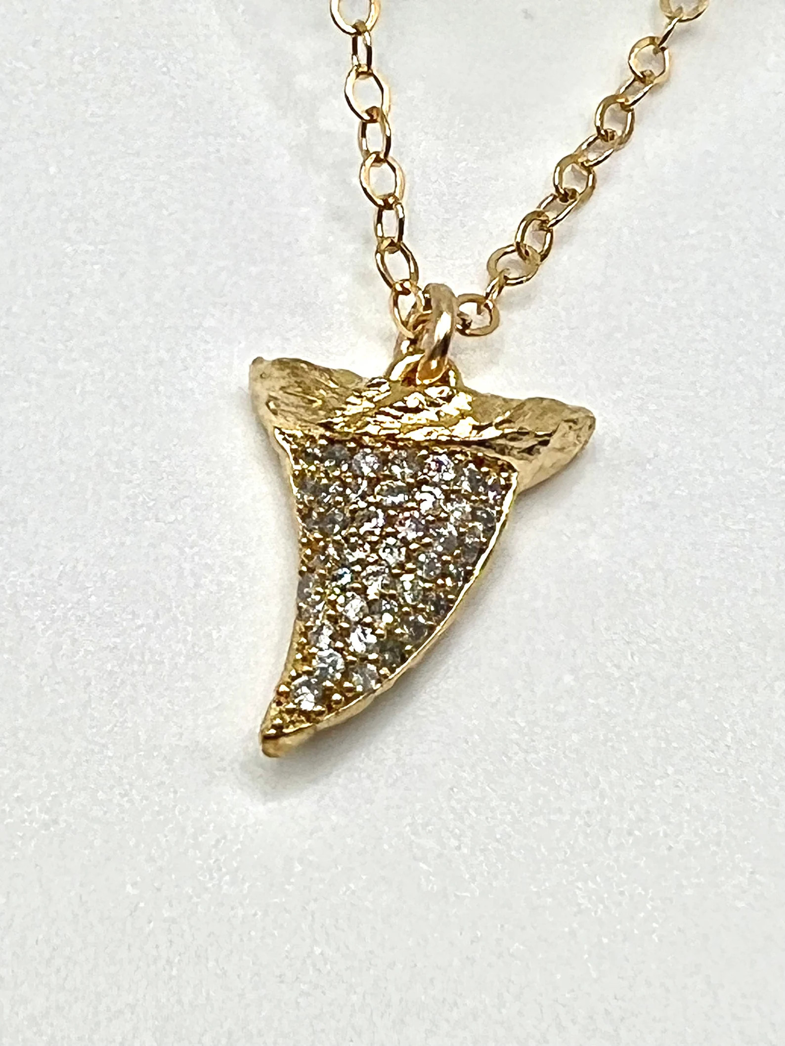 Goldfilled Shark Tooth Necklace: Pave CZ Diamond Pendant, Beach Jewelry | Etsy (Global)