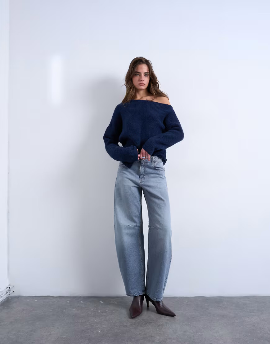 Topshop Barrel mid rise jean in pretty grey | ASOS (Global)