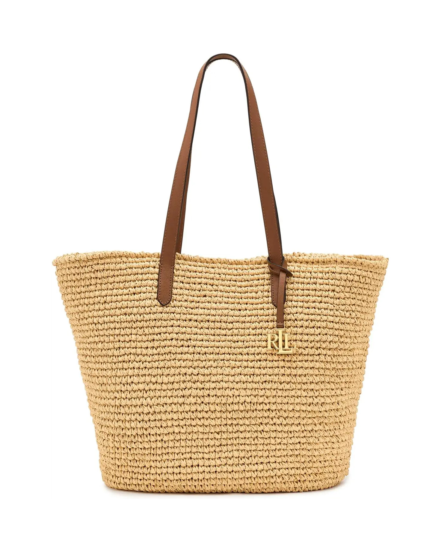 Lauren Ralph Lauren Crocheted Straw Large Lainey Tote Bag | Zappos.com