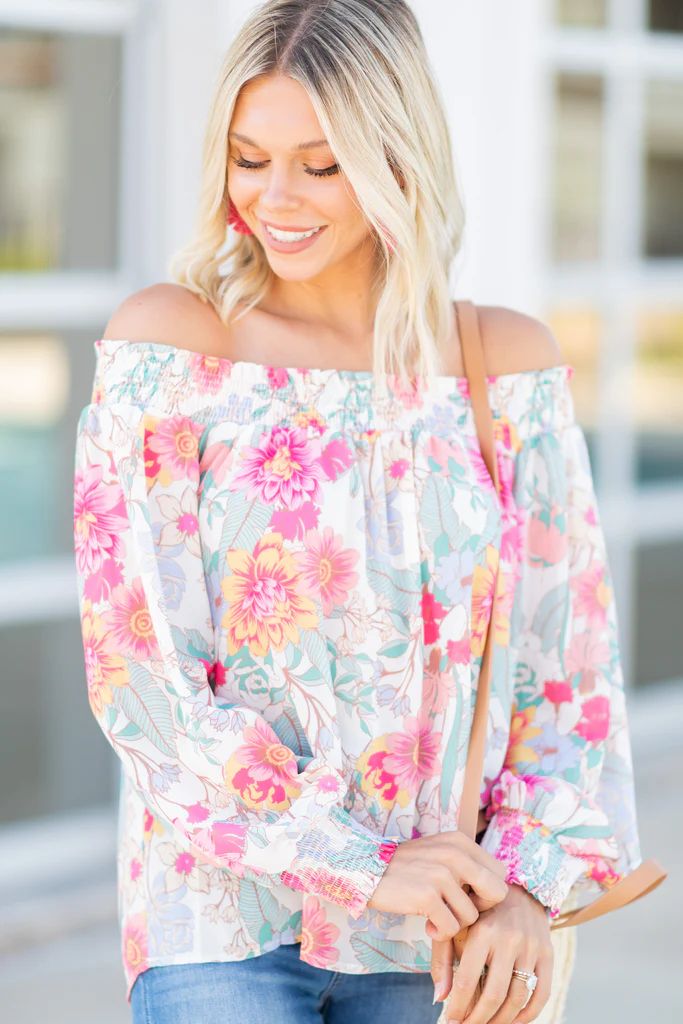 Happiness Acquired Cream White Floral Blouse | The Mint Julep Boutique