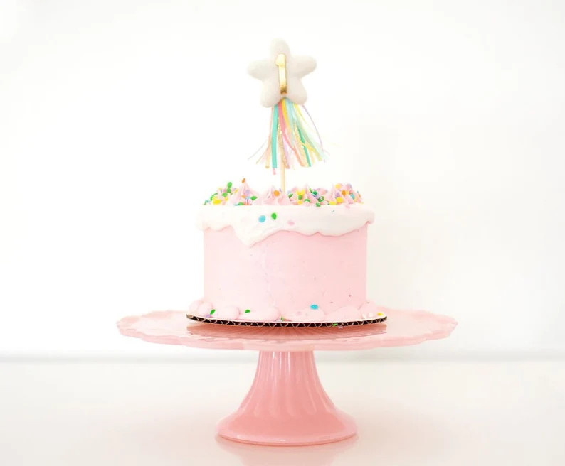 STAR CUPCAKE PICK // needle-felt star cake topper | Etsy (US)