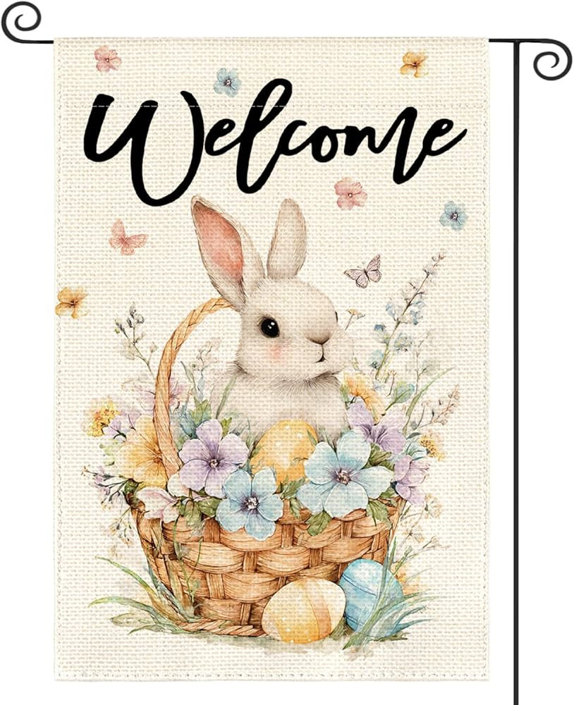 AVOIN colorlife Bunny Rabbit and Flowers Garden Flag 12x18 Inch Double Sided Outside, Spring East... | Amazon (US)