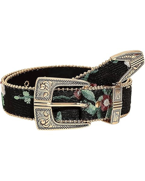 Verdusa Women's Floral Embroidery Square Buckle Leather Belts Vintage Belt | Amazon (US)