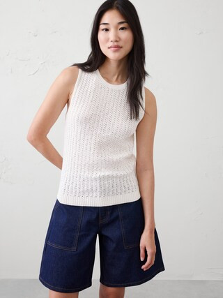 Cotton-Blend Textured Sweater Tank | Banana Republic Factory