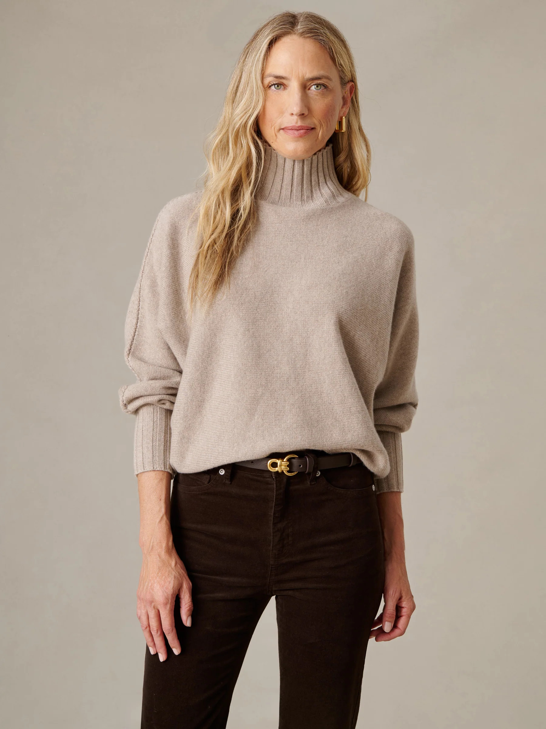 Taupe Solid Adrian Cashmere Turtleneck | Women's Sweaters | J.McLau... | J.McLaughlin
