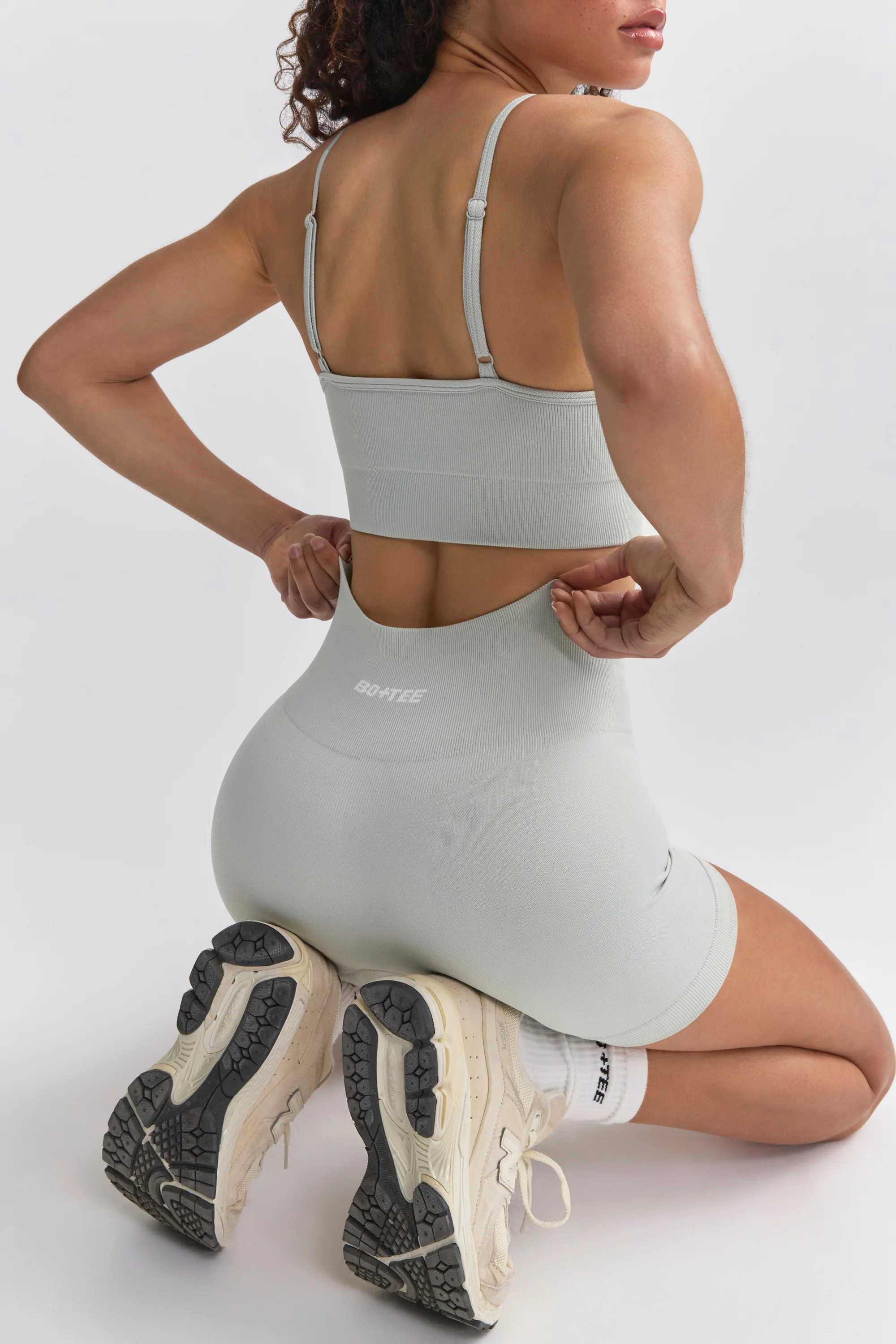 Super Sculpt Seamless Mini Shorts in Fog | Oh Polly