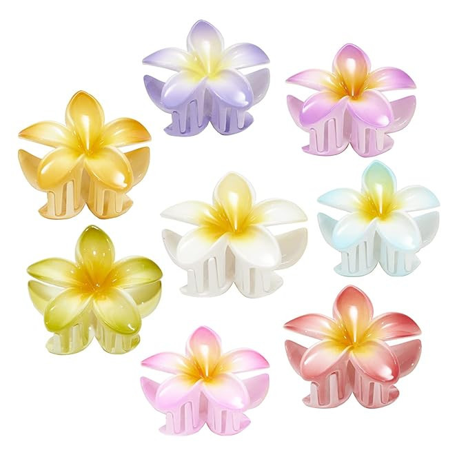 8Pcs Flower Claw Clips , Large Hair Claw Clips for Thick Hair Hawaiian Hair Clips 3.2 inch Medium... | Amazon (US)