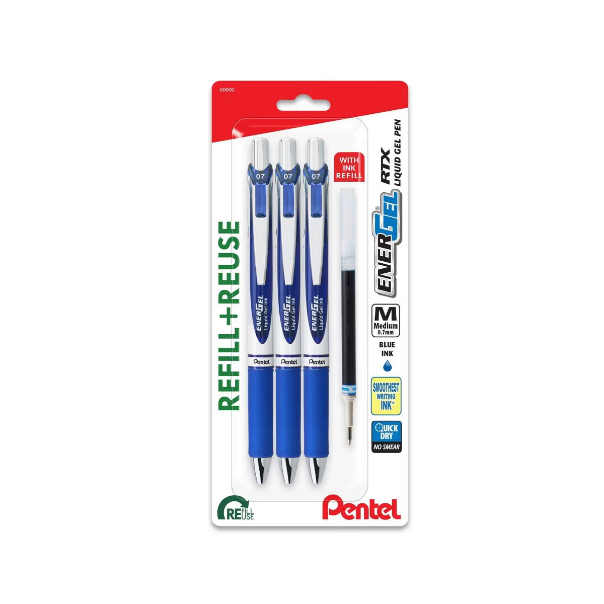 Pentel EnerGel 3pk Gel Pen Blue Ink with +1 refill | Target