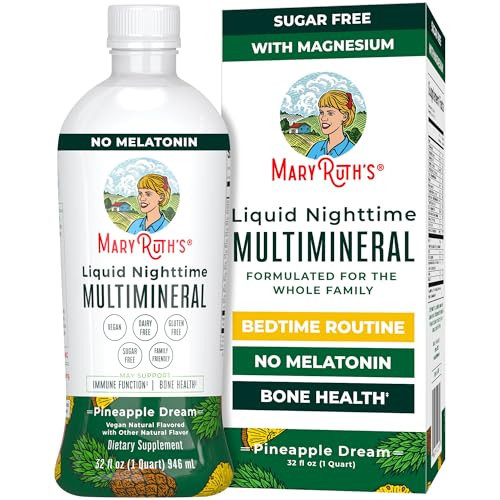 MaryRuth's Liquid Nighttime Multimineral | No Melatonin | Bedtime Routine | Magnesium Citrate | Calcium | Zinc | Vitamin D3| Available in 4 Flavor - Vegan | Sugar Free | Gluten Free | 32 Oz | Amazon (US)