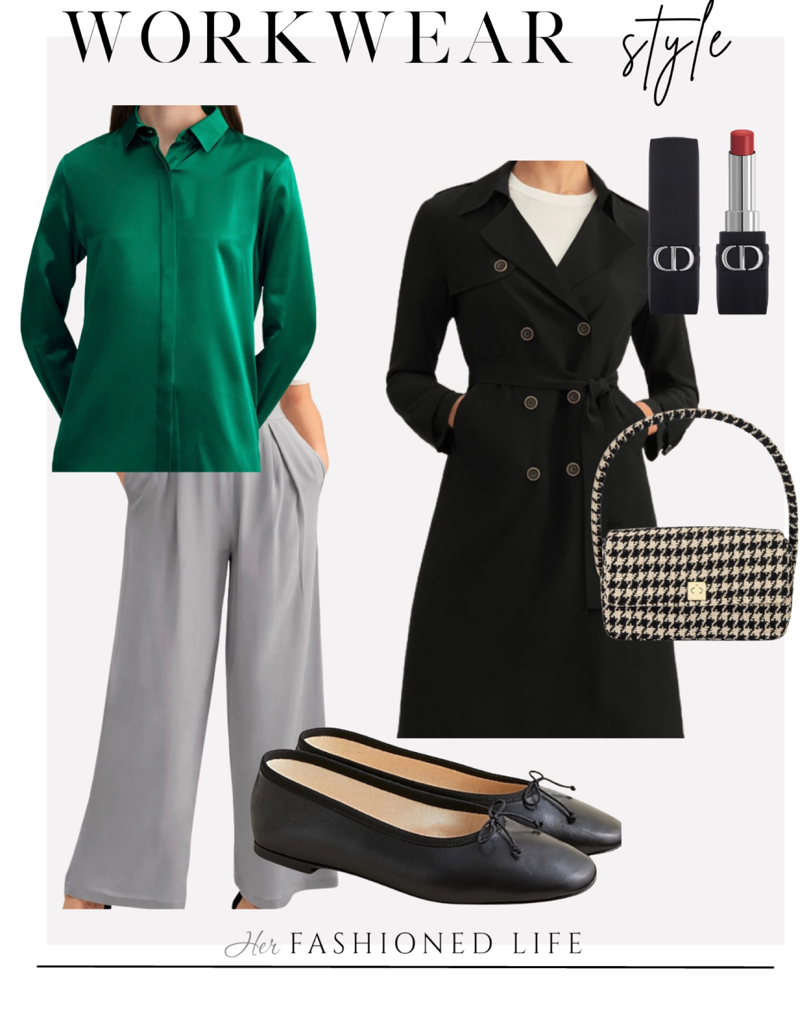 Workwear style with LilySilk

Satin Top
Double Breasted Coat 
Revolve Bag
Red Lipstick
Ballet Flats

#LTKstyletip #LTKworkwear #LTKunder50