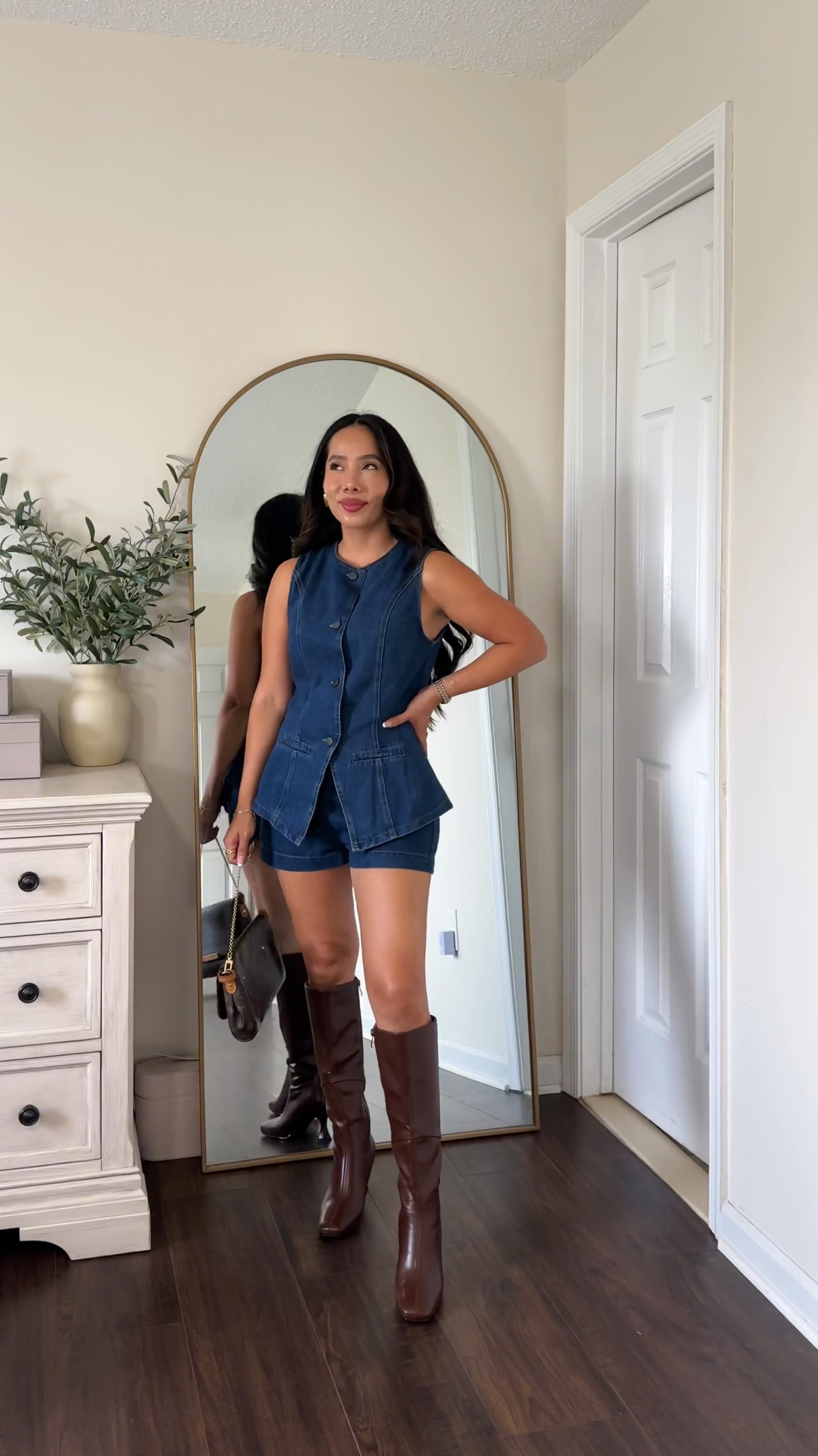 Early fall denim set outfit inspo 
Wearing size small 


#LTKFindsUnder50 #LTKStyleTip #LTKVideo