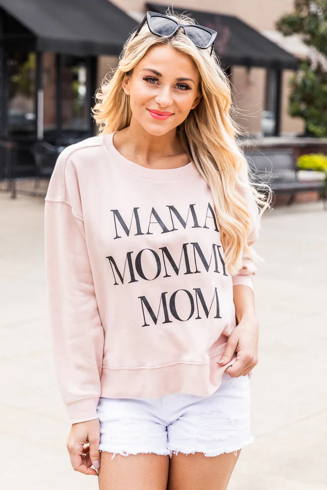 Mama Mommy Mom Pale Pink Graphic Sweatshirt | Pink Lily