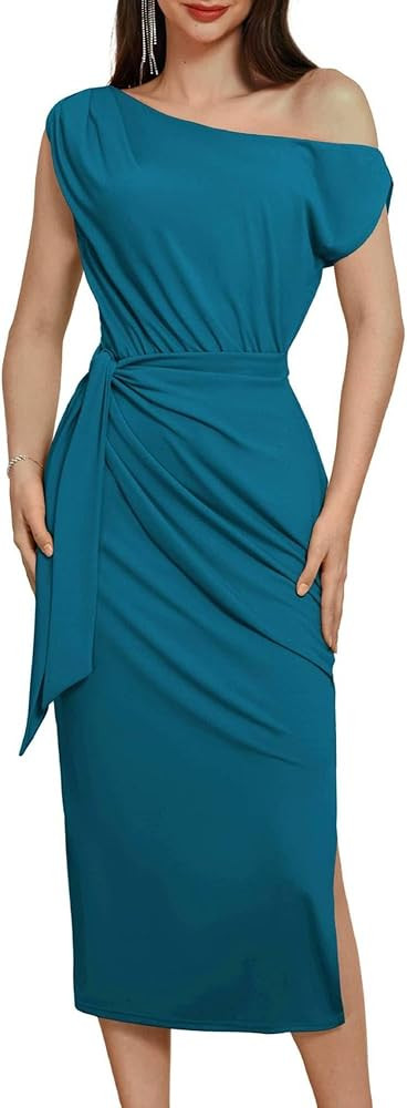 GRACE KARIN 2024 Women's One Shoulder Cocktail Dresses for Evening Party Bodycon Midi Dresses | Amazon (US)