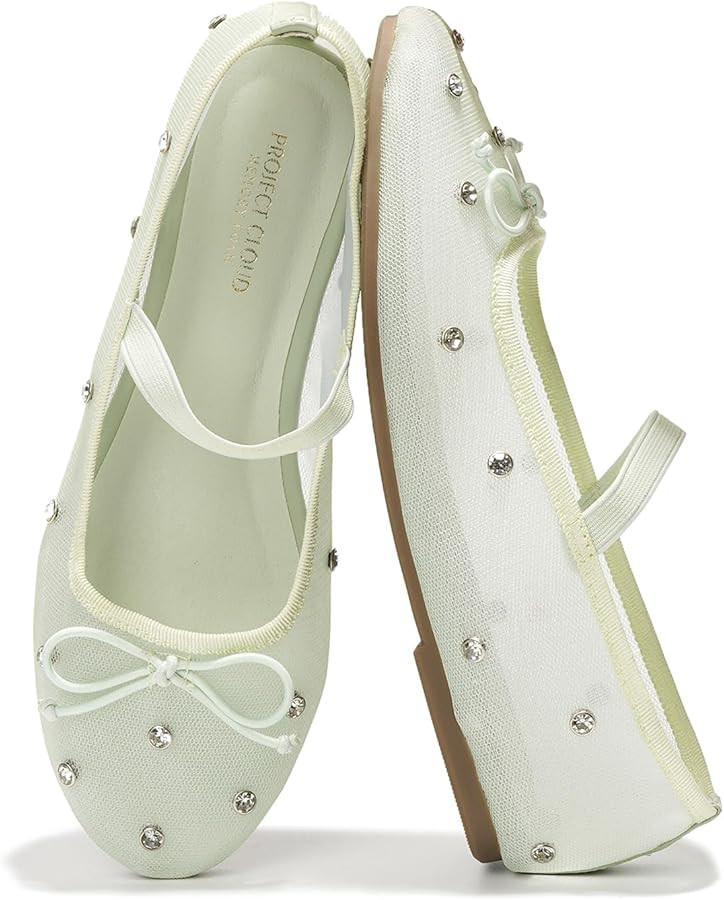 Project Cloud Ballet Flats Shoes for Women – Crystal-Embellished Mesh Ballet Flats Women Footwe... | Amazon (US)