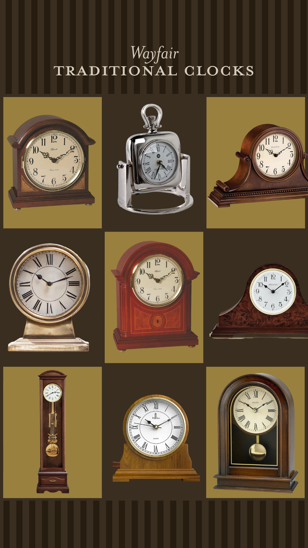 Traditional clocks from Wayfair: even if you don't have the floor space for a grandfather clock, a table or mantle clock provides the same traditional charm. Rounded up some of my favorites for you! #ad #wayfair #wayfairpartner @wayfair 

 #LTKHome